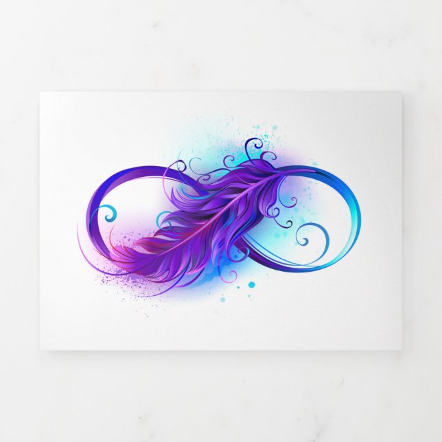 Infinity with Purple Feather Tri-Fold Announcement (Cover)
