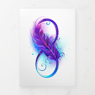 Infinity with Purple Feather Tri-Fold Invitation