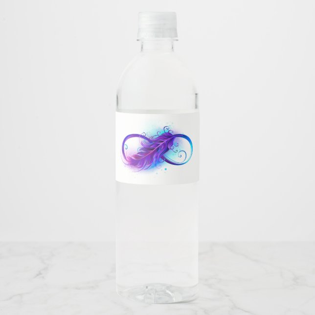 Infinity with Purple Feather Water Bottle Label (Front)