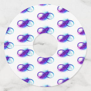 Infinity with Purple Feather Wine Glass Tag
