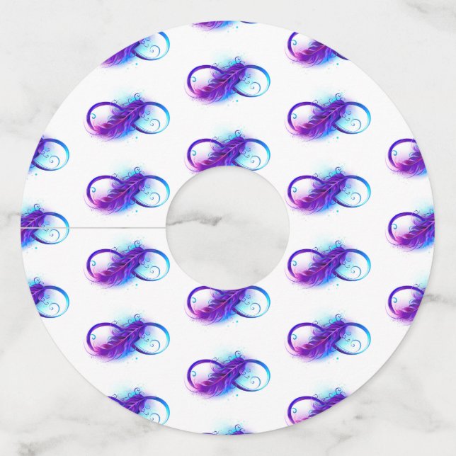 Infinity with Purple Feather Wine Glass Tag (Front)