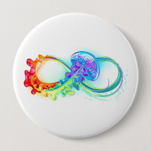 Infinity with Rainbow Jellyfish 10 Cm Round Badge
