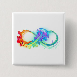 Infinity with Rainbow Jellyfish 15 Cm Square Badge