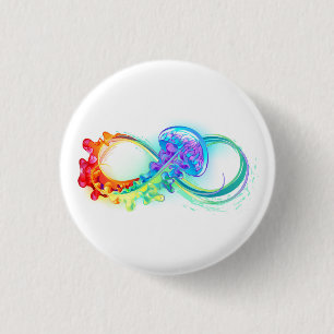 Infinity with Rainbow Jellyfish 3 Cm Round Badge