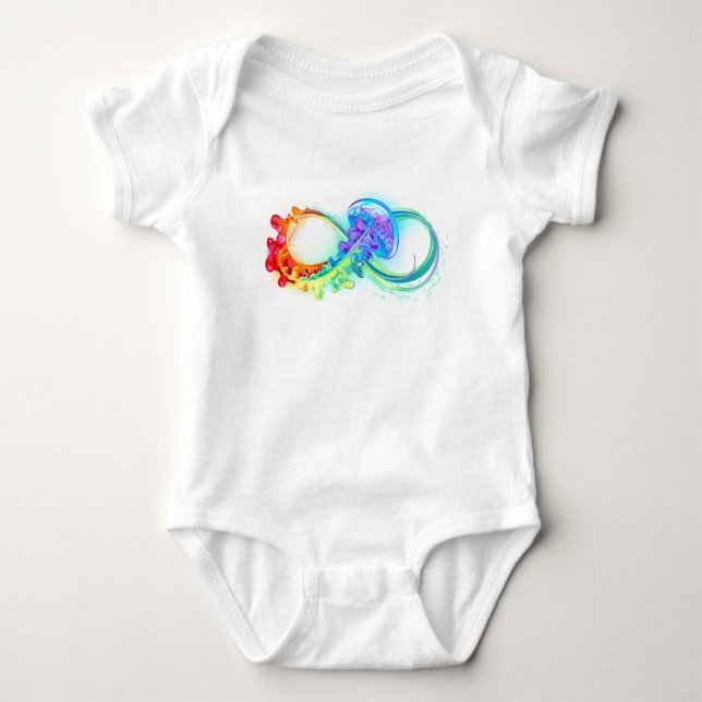 Infinity with Rainbow Jellyfish Baby Bodysuit (Front)
