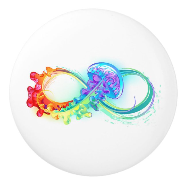 Infinity with Rainbow Jellyfish Ceramic Knob (Front)