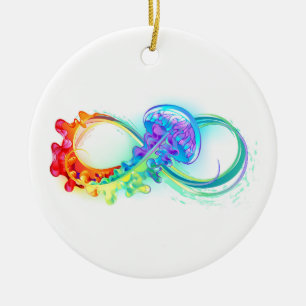 Infinity with Rainbow Jellyfish Ceramic Tree Decoration