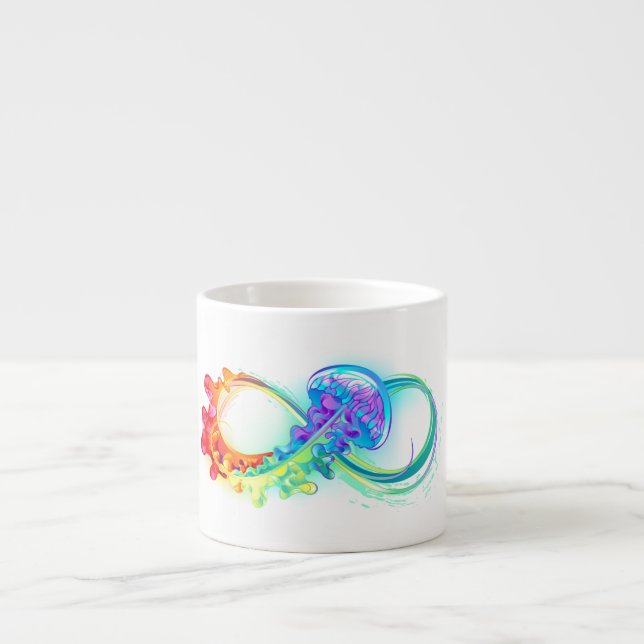Infinity with Rainbow Jellyfish Espresso Cup (Front)