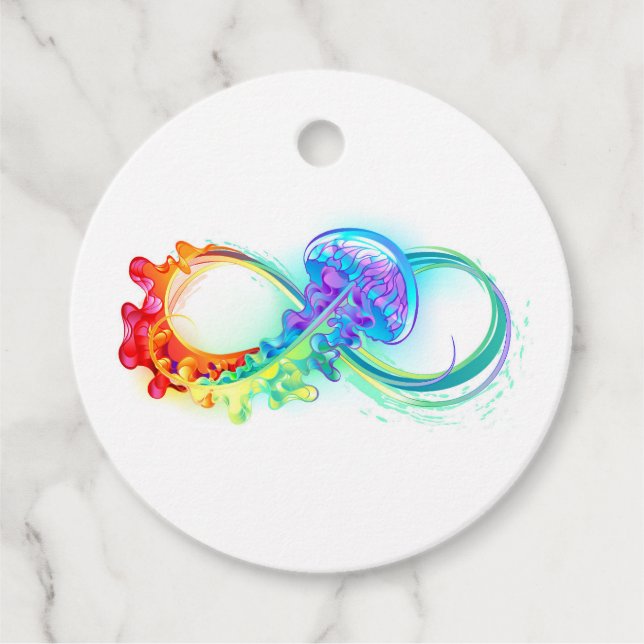 Infinity with Rainbow Jellyfish Favour Tags (Front)