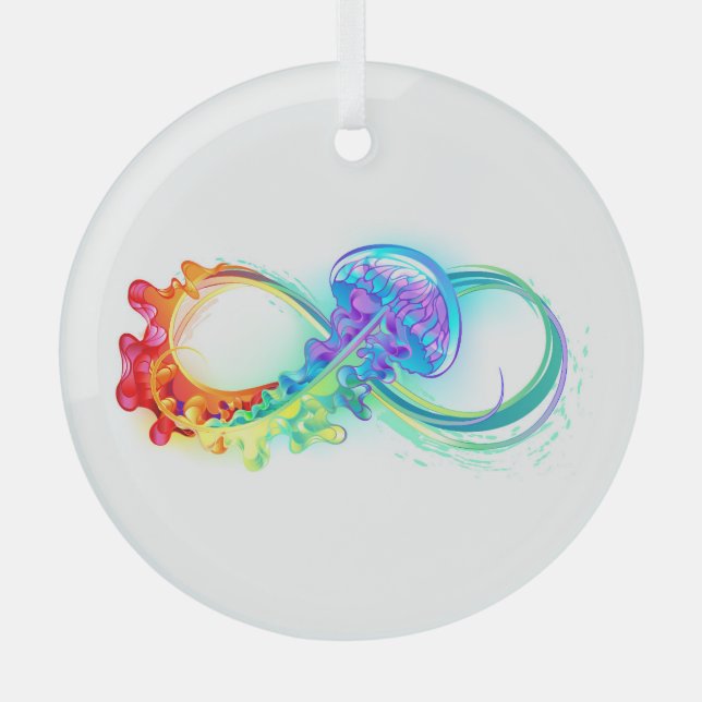 Infinity with Rainbow Jellyfish Glass Tree Decoration (Front)
