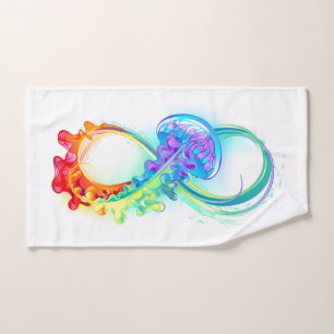 Infinity with Rainbow Jellyfish Hand Towel