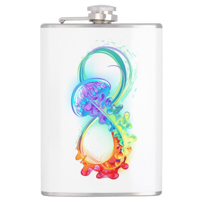 Infinity with Rainbow Jellyfish Hip Flask (Front)