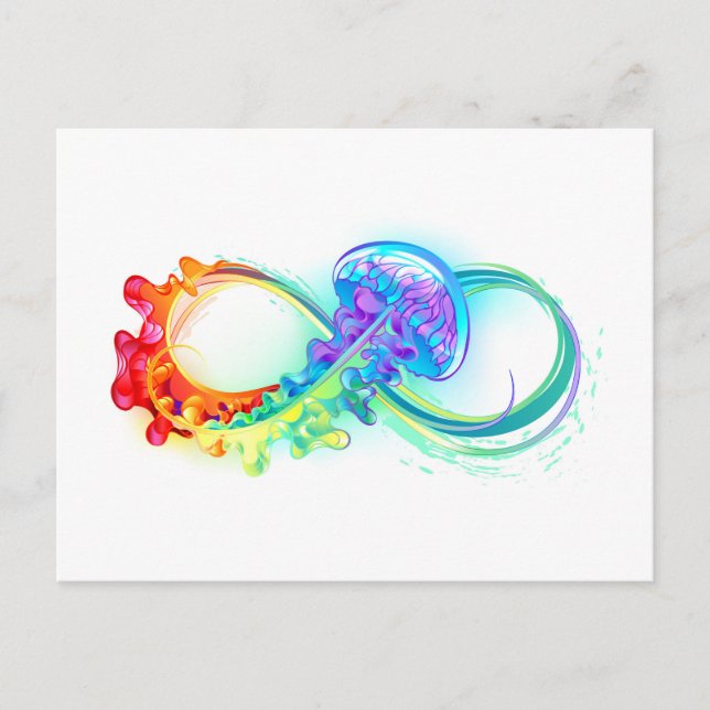 Infinity with Rainbow Jellyfish Holiday Postcard (Front)