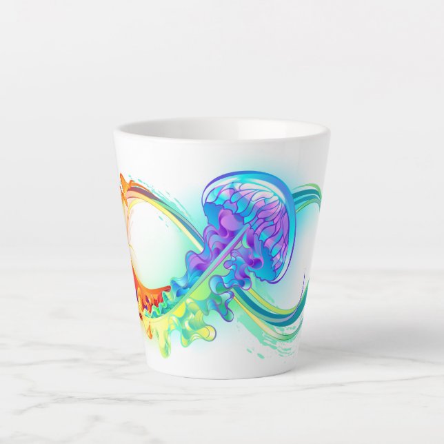 Infinity with Rainbow Jellyfish Latte Mug (Front)