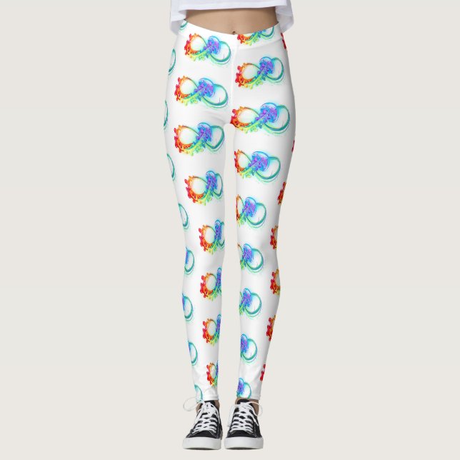 Infinity with Rainbow Jellyfish Leggings (Front)