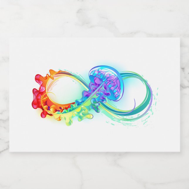 Infinity with Rainbow Jellyfish Liquor Bottle Label (Single Label)