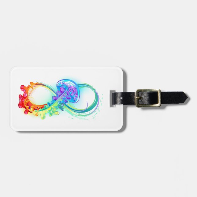 Infinity with Rainbow Jellyfish Luggage Tag (Front Horizontal)