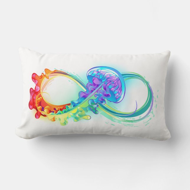 Infinity with Rainbow Jellyfish Lumbar Cushion (Front)
