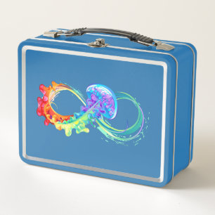 Infinity with Rainbow Jellyfish Metal Lunch Box