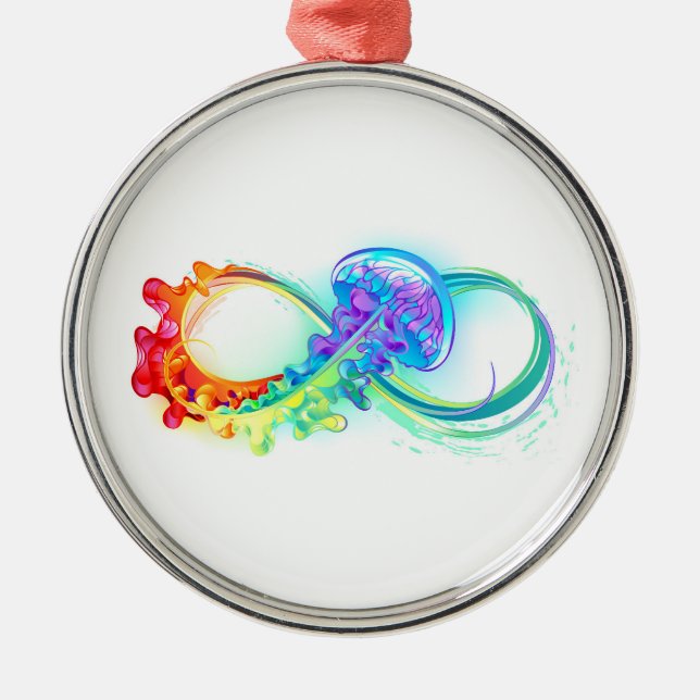 Infinity with Rainbow Jellyfish Metal Tree Decoration (Front)