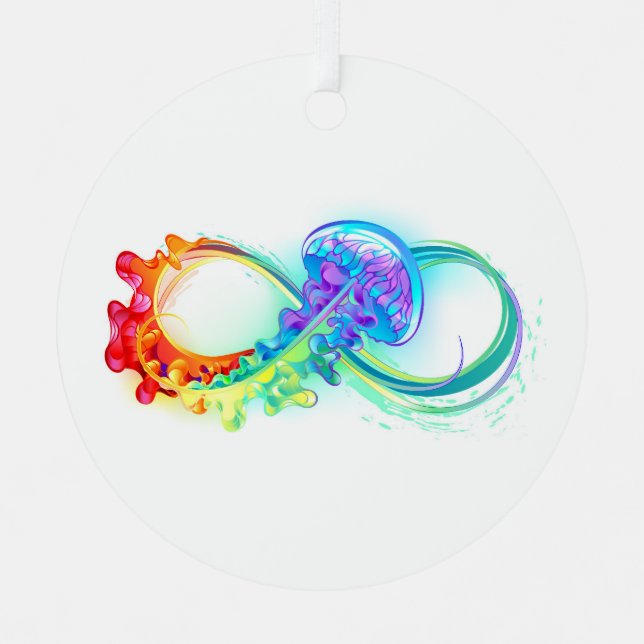 Infinity with Rainbow Jellyfish Metal Tree Decoration (Front)