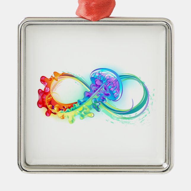 Infinity with Rainbow Jellyfish Metal Tree Decoration (Front)