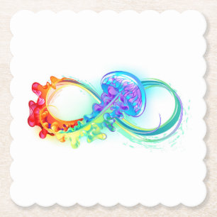 Infinity with Rainbow Jellyfish Paper Coaster