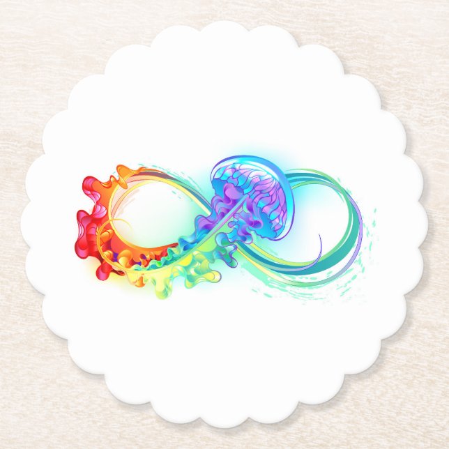 Infinity with Rainbow Jellyfish Paper Coaster (Front)