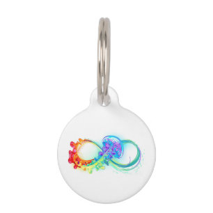 Infinity with Rainbow Jellyfish Pet Tag
