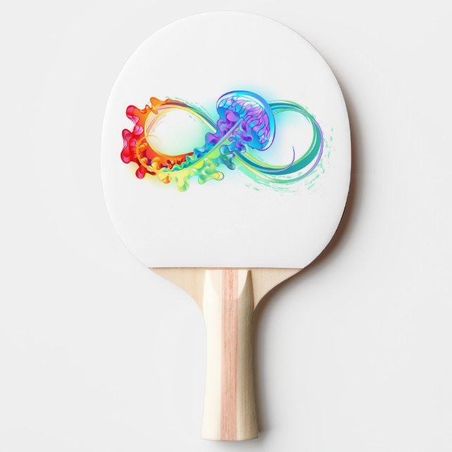 Infinity with Rainbow Jellyfish Ping Pong Paddle (Front)