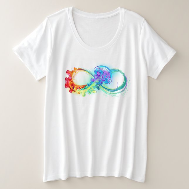 Infinity with Rainbow Jellyfish Plus Size T-Shirt (Design Front)