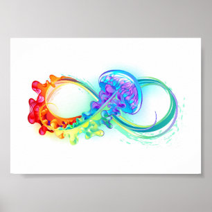 Infinity with Rainbow Jellyfish Poster