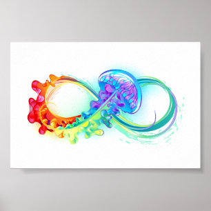 Infinity with Rainbow Jellyfish Poster