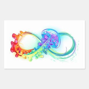 Infinity with Rainbow Jellyfish Rectangular Sticker