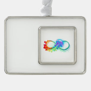 Infinity with Rainbow Jellyfish Silver Plated Framed Ornament