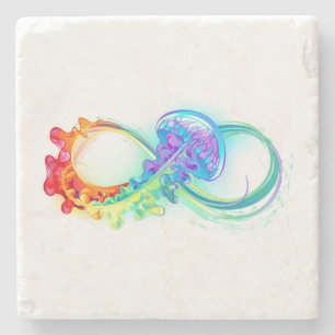Infinity with Rainbow Jellyfish Stone Coaster