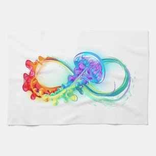 Infinity with Rainbow Jellyfish Tea Towel