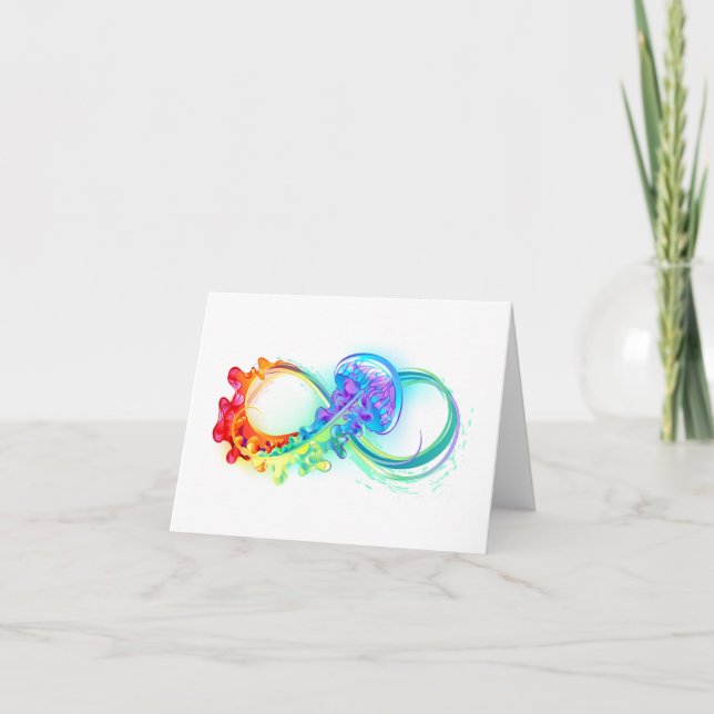 Infinity with Rainbow Jellyfish Thank You Card (Front)