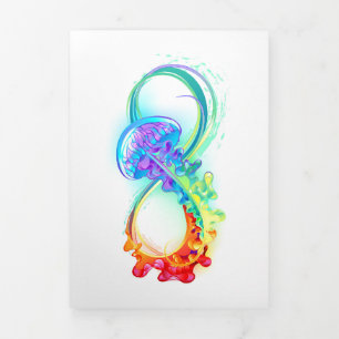 Infinity with Rainbow Jellyfish Tri-Fold Holiday Card