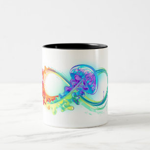 Infinity with Rainbow Jellyfish Two-Tone Coffee Mug