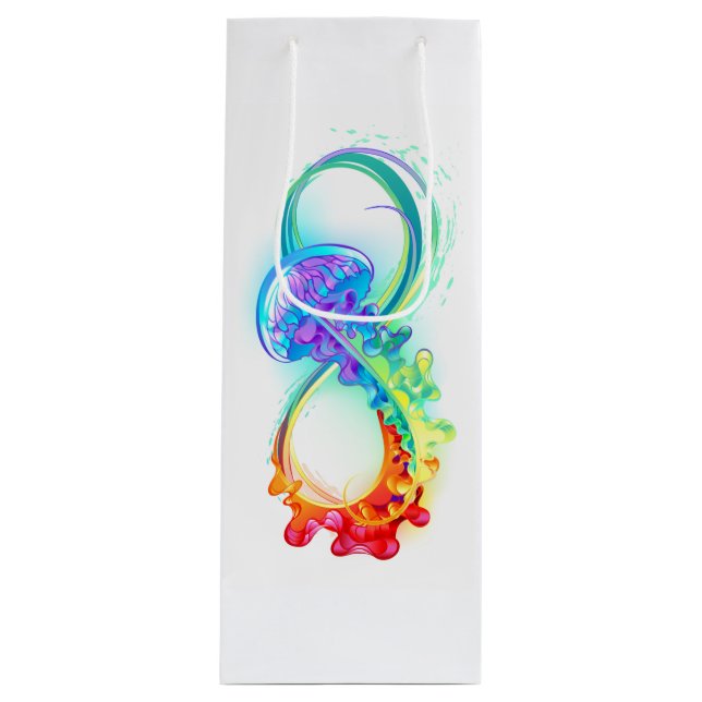 Infinity with Rainbow Jellyfish Wine Gift Bag (Front)