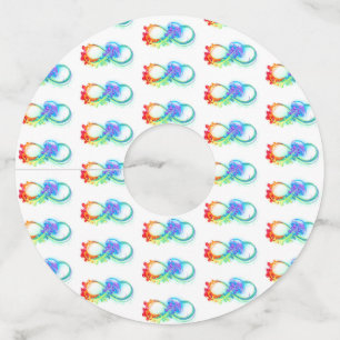 Infinity with Rainbow Jellyfish Wine Glass Tag