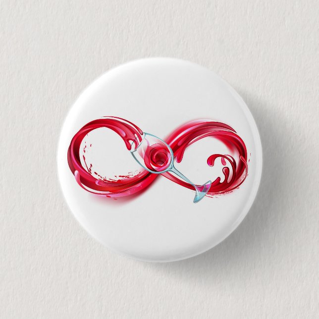Infinity with Red Wine 3 Cm Round Badge (Front)