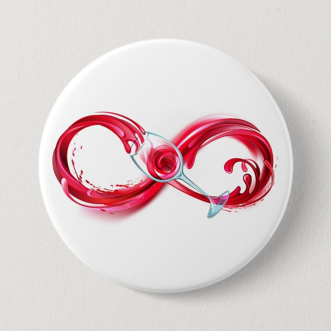Infinity with Red Wine 7.5 Cm Round Badge (Front)