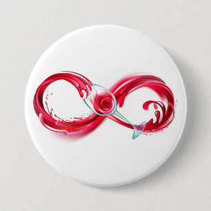 Infinity with Red Wine 7.5 Cm Round Badge