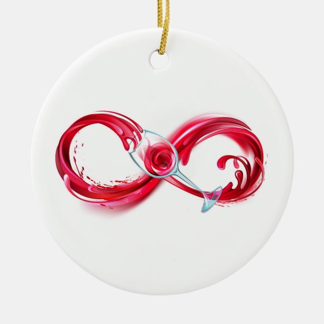 Infinity with Red Wine Ceramic Tree Decoration (Front)