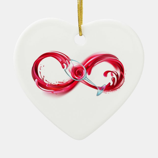 Infinity with Red Wine Ceramic Tree Decoration (Front)