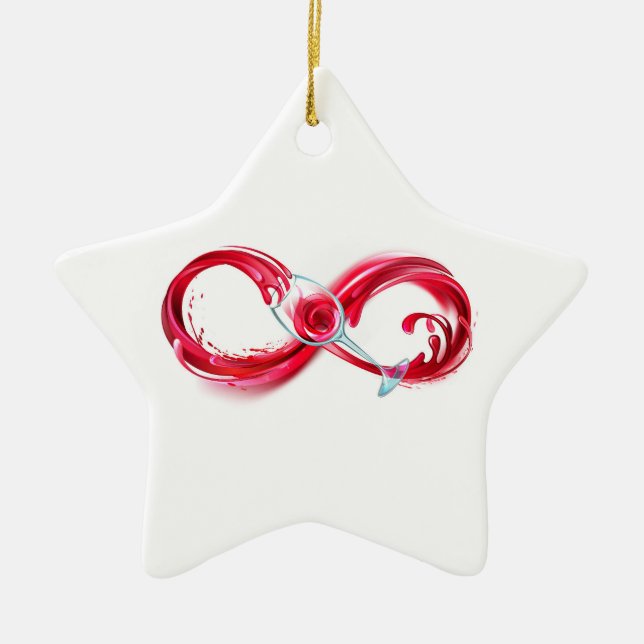 Infinity with Red Wine Ceramic Tree Decoration (Front)