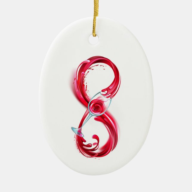 Infinity with Red Wine Ceramic Tree Decoration (Front)