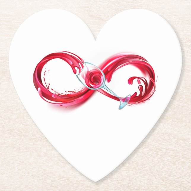 Infinity with Red Wine Paper Coaster (Front)